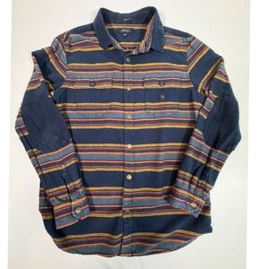 Roark Revival Nordsman Flannel Shirt Mens Large Navy Stripe Gorpcore Boho